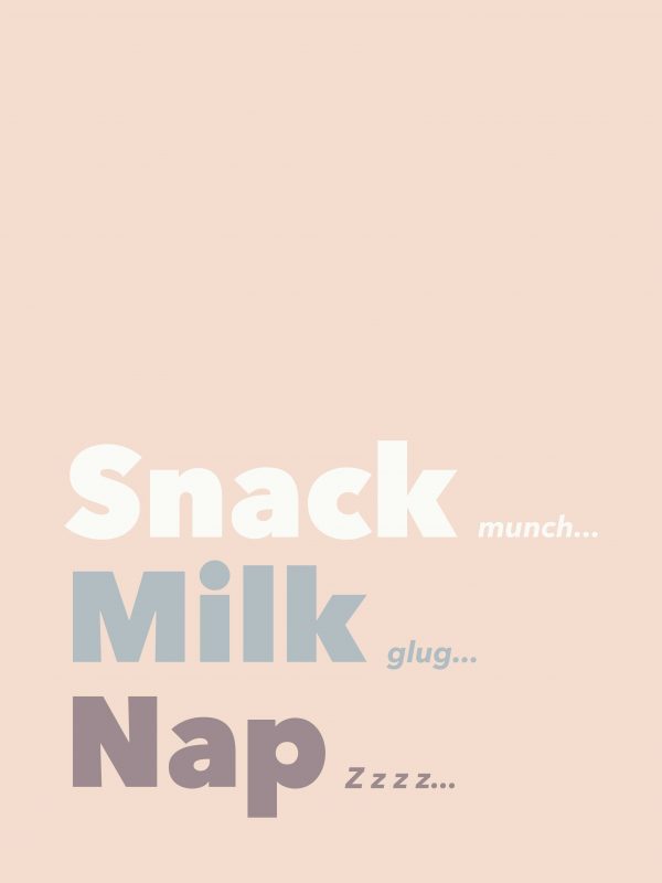 snack milk nap pink